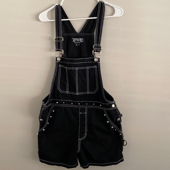 Tripp nyc Pants - Tripp NYC black studded overalls shorts